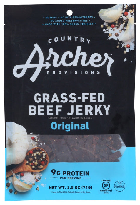 COUNTRY ARCHER: Original Grass Fed Beef Jerky, 2.5 oz - No Brand For Less 