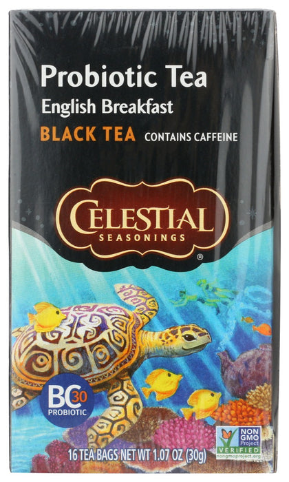 CELESTIAL SEASONINGS: Probiotic English Breakfast Black Tea With Caffeine, 18 bg