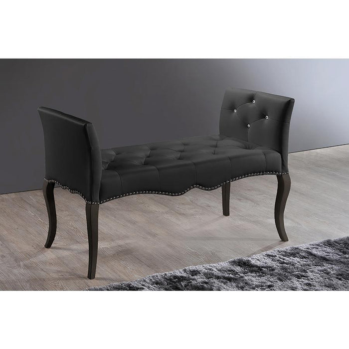 Kristy Modern and Contemporary Black Faux Leather Classic Seating Bench