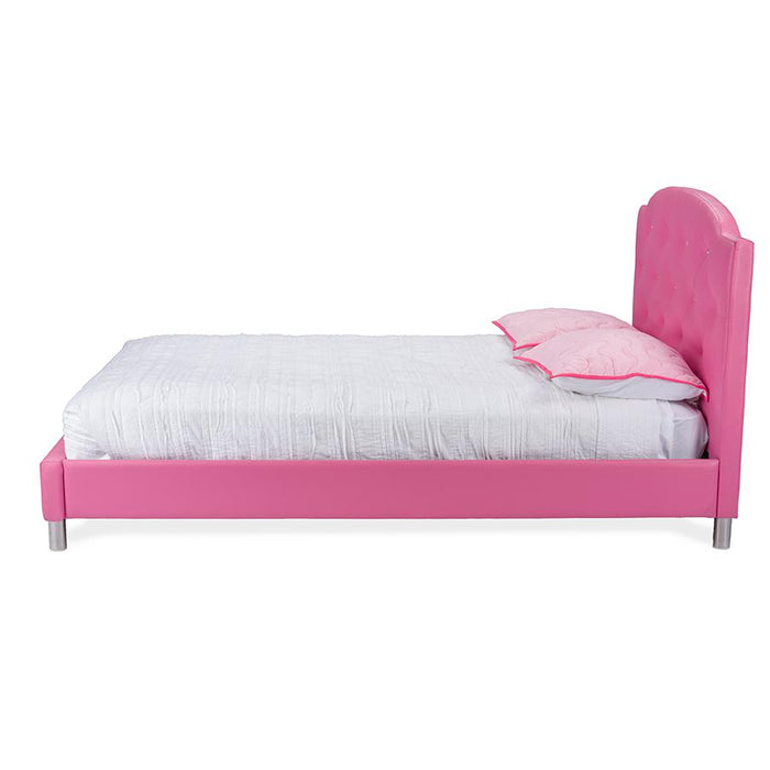 Hot Pink Faux Leather Queen Size Platform Bed