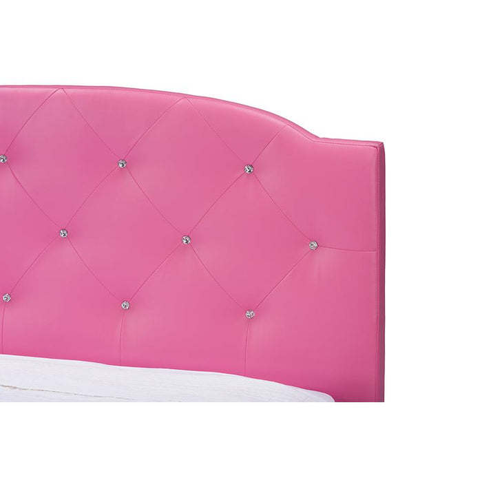 Hot Pink Faux Leather Queen Size Platform Bed