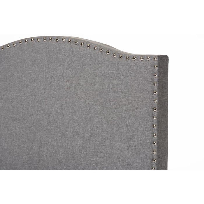 Grey Fabric Upholstered Twin Size Arched Bed with Nail Heads