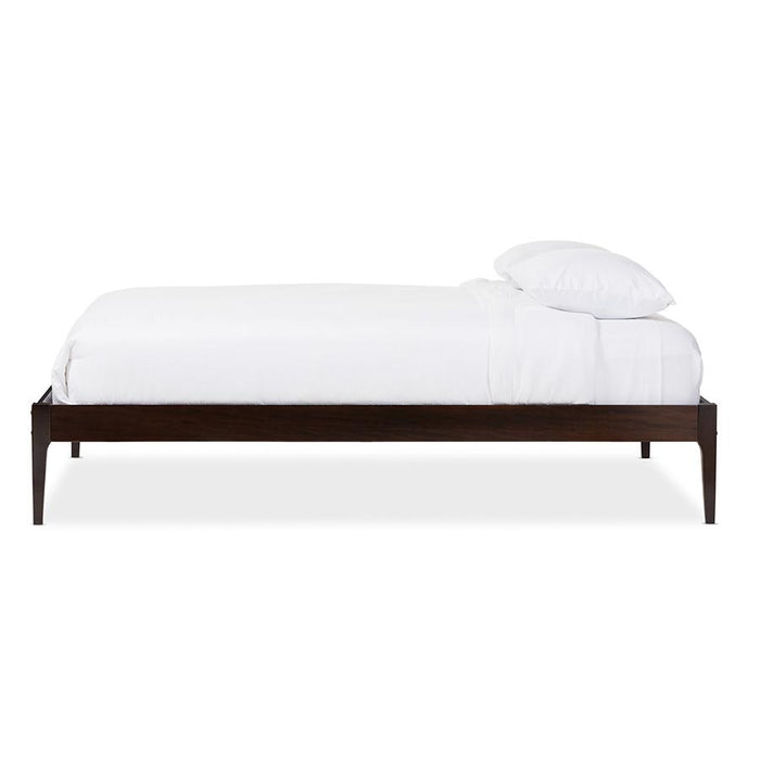 Bentley Mid-Century Modern Cappuccino Finishing Solid Wood Queen Size Bed Frame