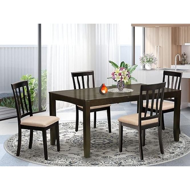 LYAN5-CAP-C 5 Pc Dining room set for 4-Kitchen Tables with Leaf and 4 Kitchen Dining Chairs