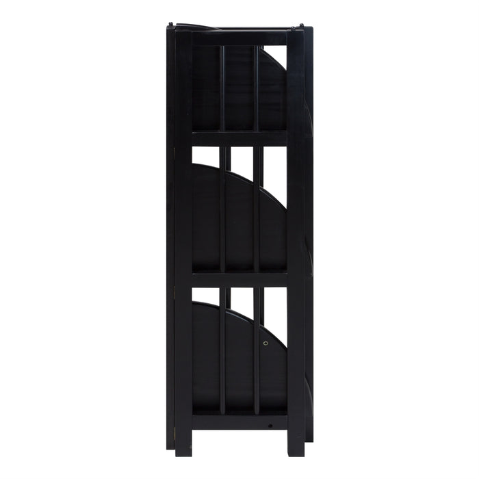 4-Shelf Corner Folding Bookcase-Black