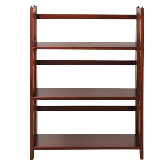 3-Shelf Folding Stackable Bookcase 27.5" Wide-Walnut