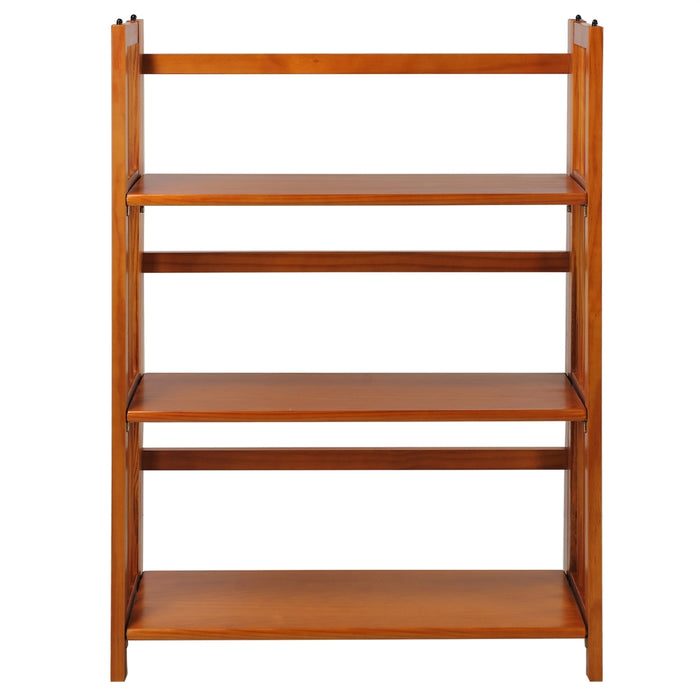 3-Shelf Folding Stackable Bookcase 27.5" Wide-Honey Oak