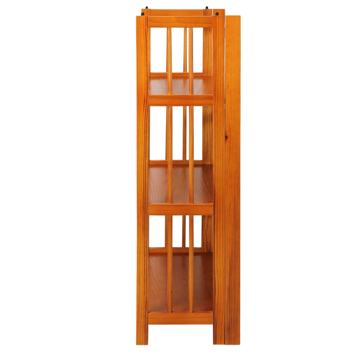 3-Shelf Folding Stackable Bookcase 27.5" Wide-Honey Oak