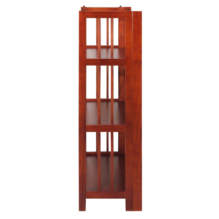 3-Shelf Folding Stackable Bookcase 27.5" Wide-Mahogany