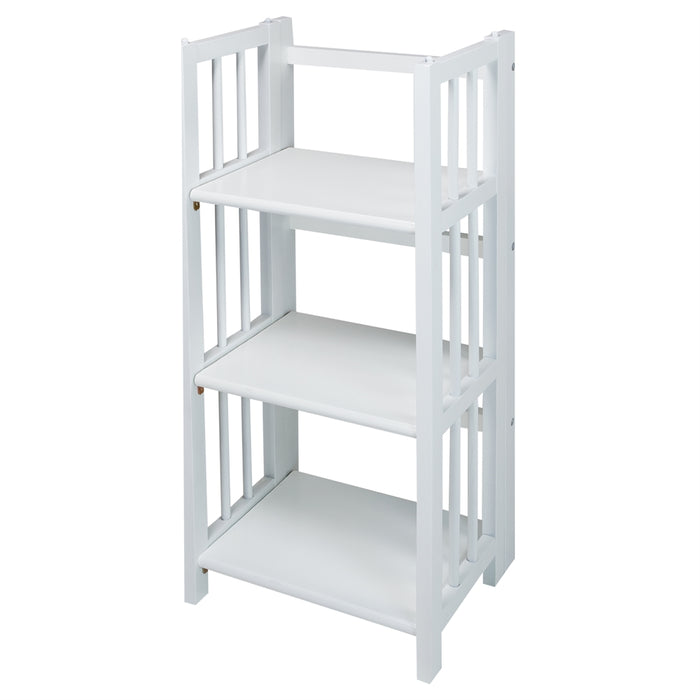 3-Shelf Folding Bookcase 14" Wide-White
