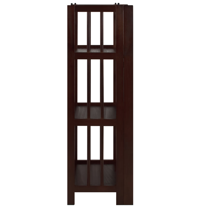 3-Shelf Folding Bookcase 14" Wide-Walnut