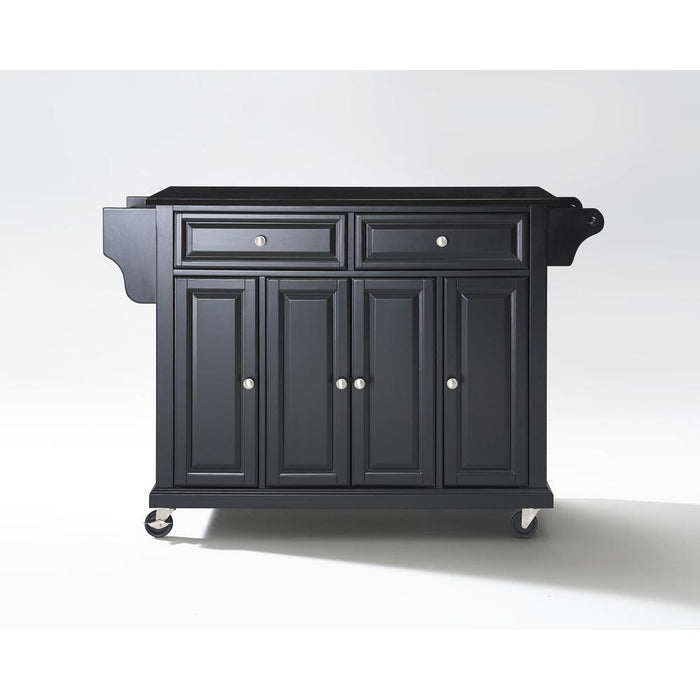 Full Size Granite Top Kitchen Cart Black/Black
