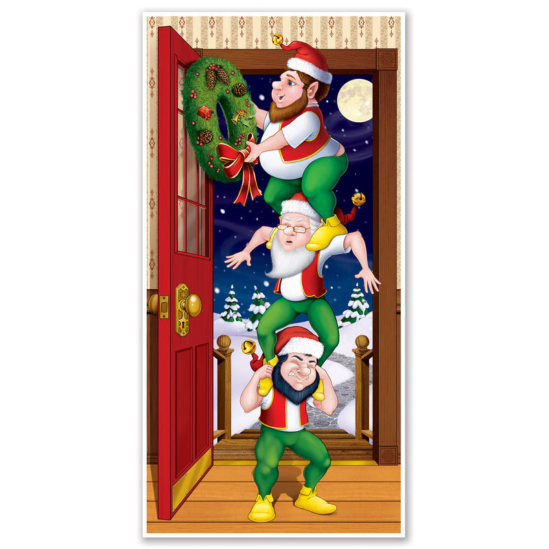 Christmas Elves Door Cover – 5' x 30" – (1/Pkg) by Beistle for Christmas/Winter Door Covers