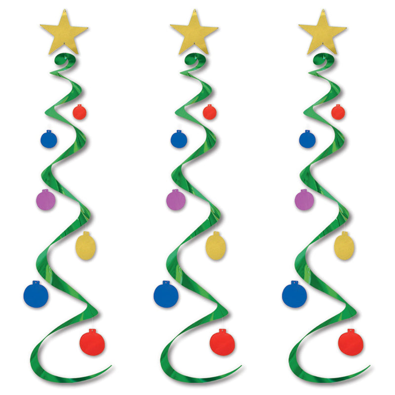 Christmas Tree Whirls – 30" – (3/Pkg) by Beistle for Christmas/Winter Whirls