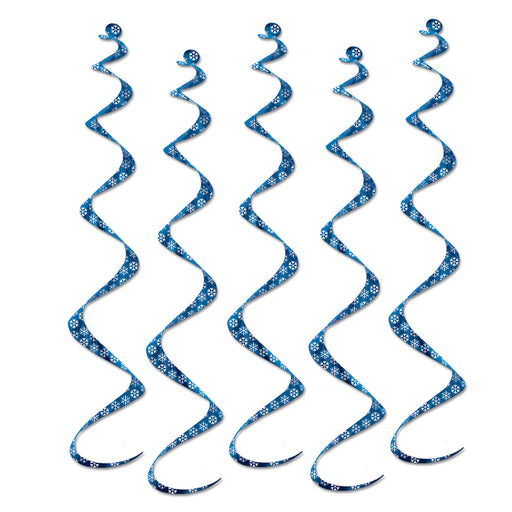 Printed Snowflake Twirly Whirlys – 24" – (5/Pkg) by Beistle for Christmas/Winter Whirls