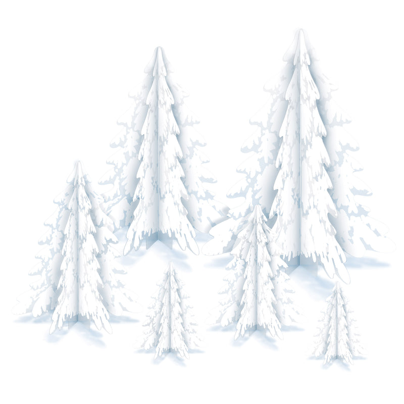3-D Clear Plastic Winter PineTree Ctrpcs – 4"-12½" – (6/Pkg) by Beistle for Christmas/Winter 3-D