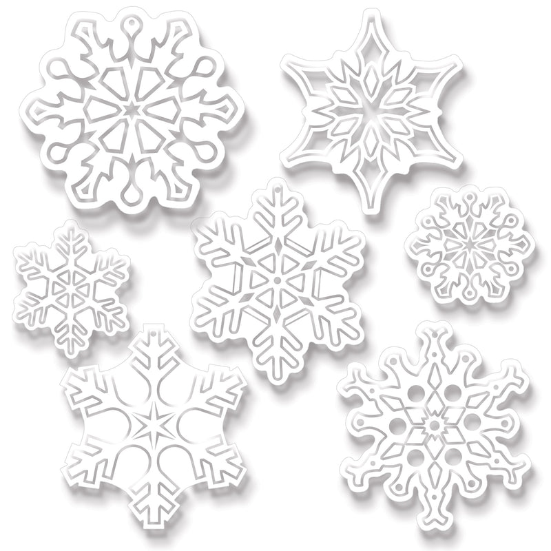 Clear Plastic Die-Cut Snowflakes – 4¾"-9¼" – (7/Pkg)