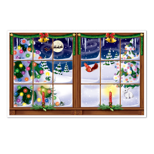Snowy Christmas Insta-View – 3' 2" x 5' 2" – (1/Pkg) by Beistle for Christmas/Winter Insta-View