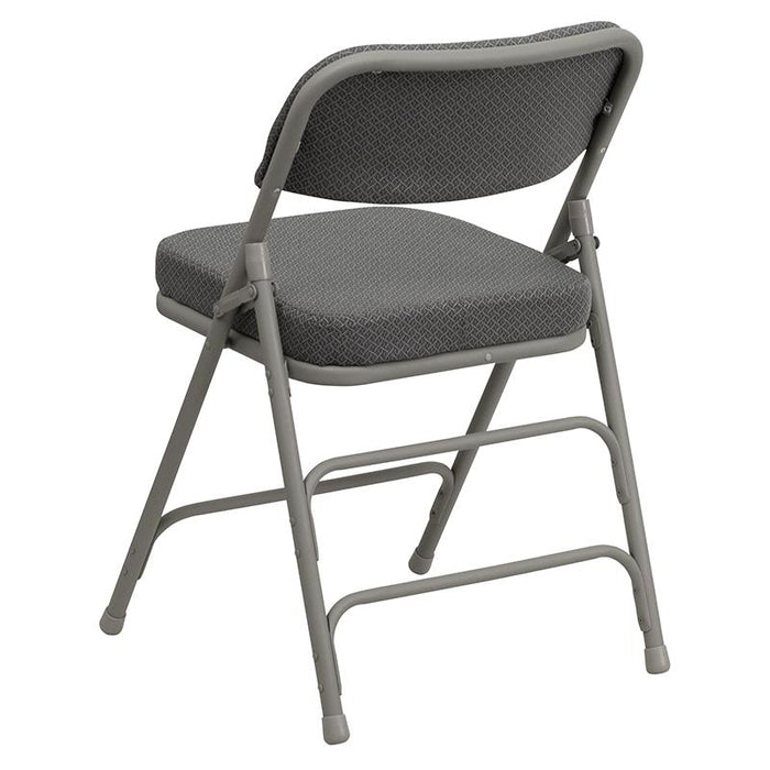 2 Pack HERCULES Series Premium Curved Triple Braced & Double Hinged in Gray Fabric Metal Folding Chair