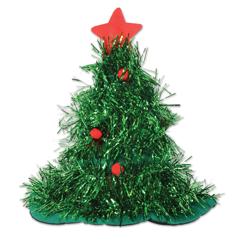 Tinsel Christmas Tree Hat – (1/Card)