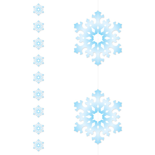 Snowflake Stringers – 6' 6" – (5/Pkg) by Beistle for Christmas/Winter Stringers