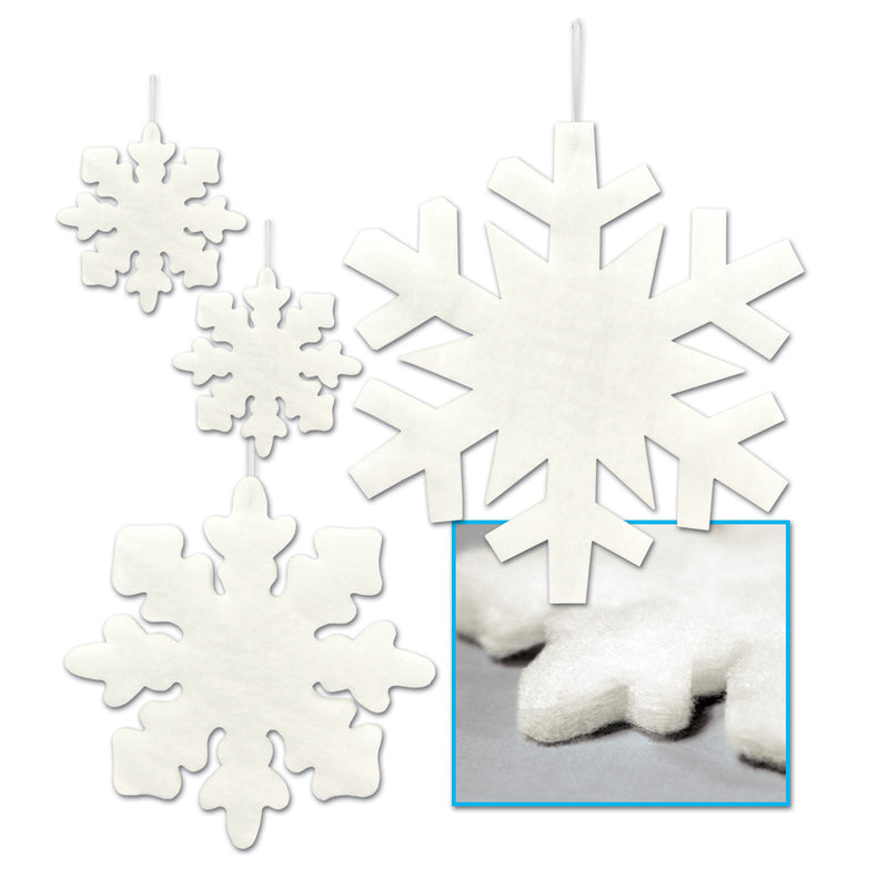 Fluffy Snowflakes – Asstd – (4/Pkg) by Beistle for Christmas/Winter Ceiling Décor