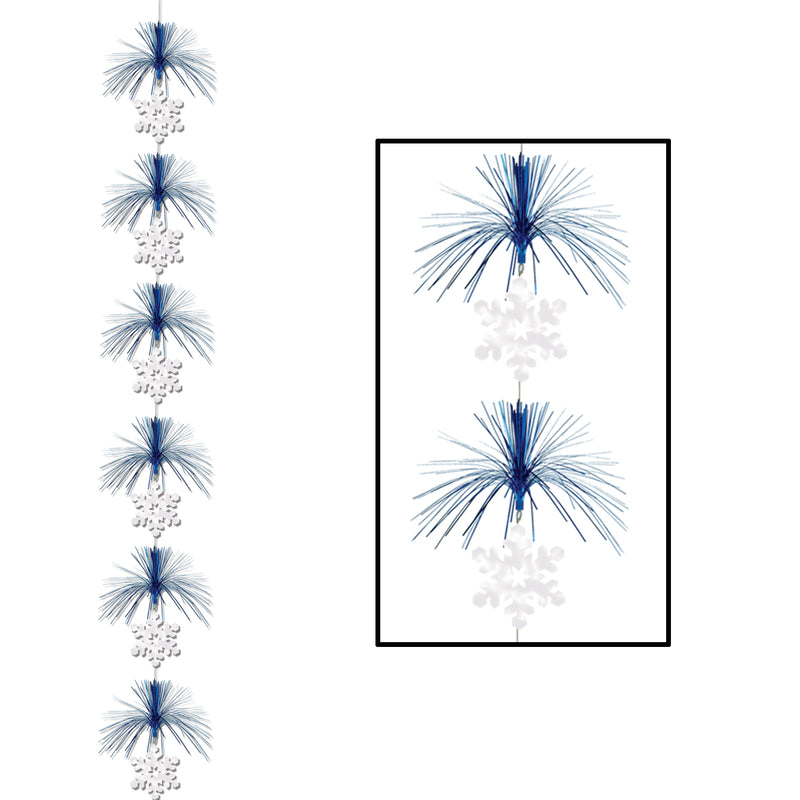Snowflake Firework Stringer – 7' – (1/Pkg) by Beistle for Christmas/Winter Stringers