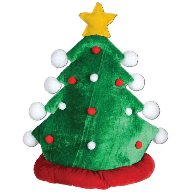 Plush Christmas Tree Hat – (1/Card) by Beistle for Christmas/Winter Plush