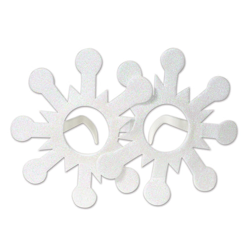 Glittered Snowflake Glasses – (1/Card) by Beistle for Christmas/Winter Novelty Glasses