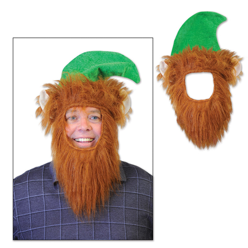 Green Hat w/Beard – (1/Card) by Beistle for Christmas/Winter Fabric