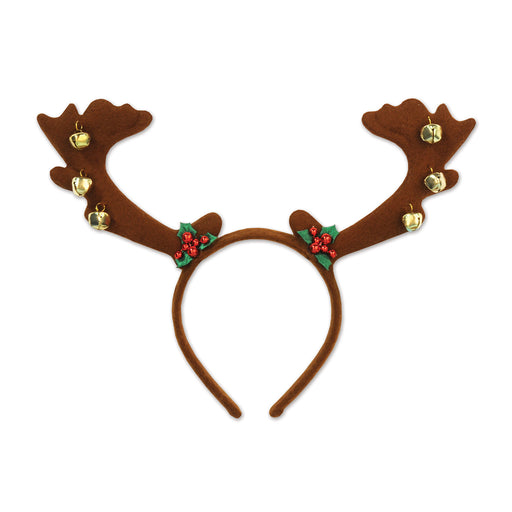 Reindeer Antlers w/Bells – (1/Card) by Beistle for Christmas/Winter Boppers and Headbands