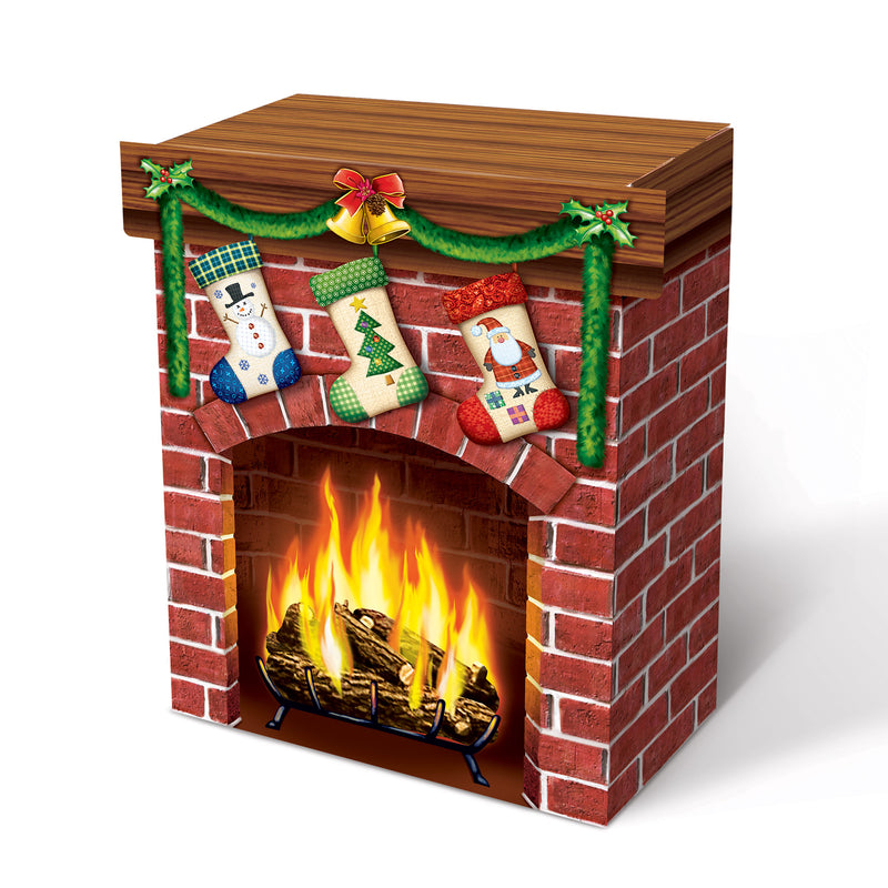 3-D Christmas Fireplace Prop – 32" x 27" – (1/Box) by Beistle for Christmas/Winter 3-D Props
