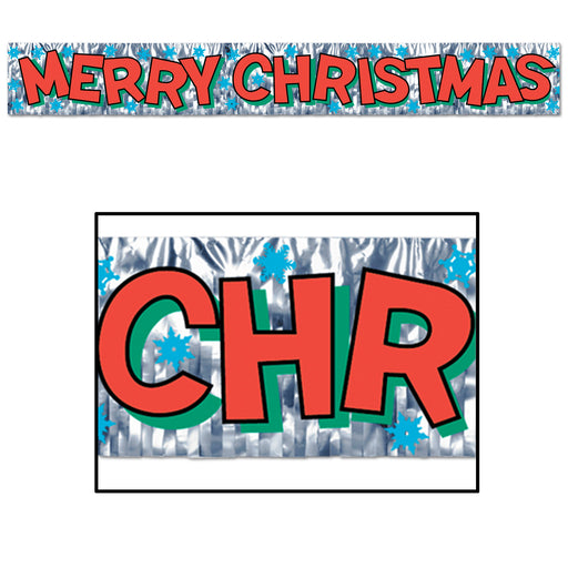 Metallic Merry Christmas Fringe Banner – 7½" x 5' – (1/Pkg) by Beistle for Christmas/Winter Metallic Banners