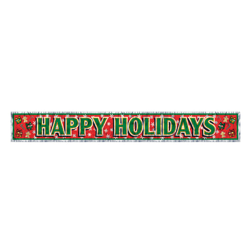 Metallic Happy Holidays Fringe Banner – 7½" x 5' – (1/Pkg) by Beistle for Christmas/Winter Metallic Banners