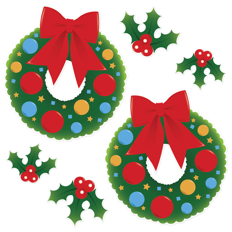Holly & Wreath Cutouts – 4½"-14¾" – (6/Pkg)