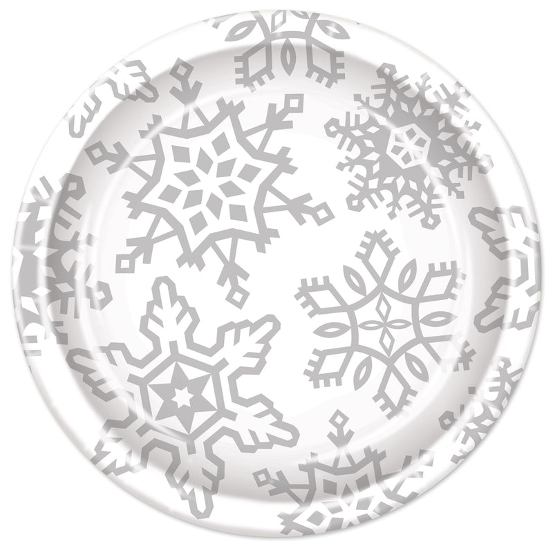 Snowflake Plates – 9" – (8/Pkg) by Beistle for Christmas/Winter Plates-Dinner