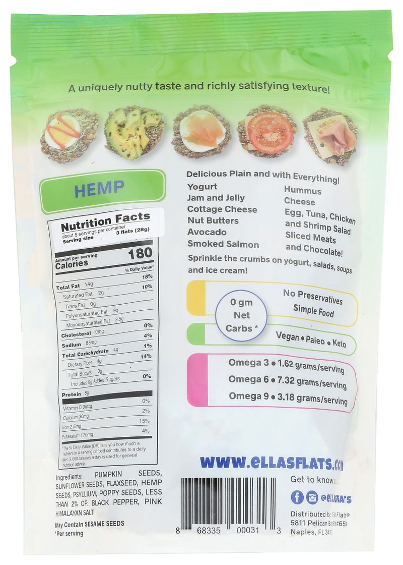 ELLAS FLATS: Crackers Hemp, 6 oz