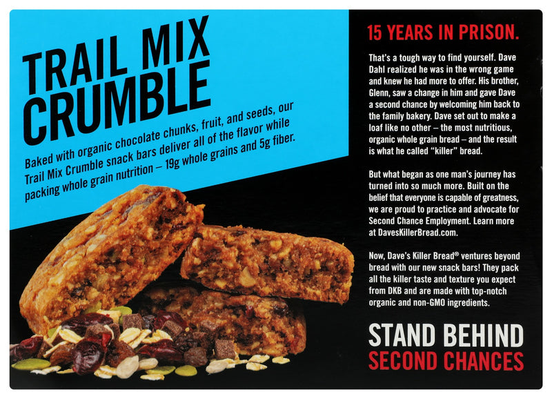 DAVES KILLER BREAD: Trail Mix Crumble Snack Bar 4 Count, 7 oz