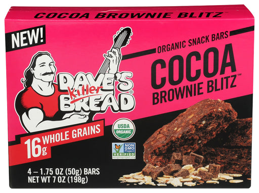 DAVES KILLER BREAD: Cocoa Brownie Blitz Snack Bars 4 Count, 7 oz