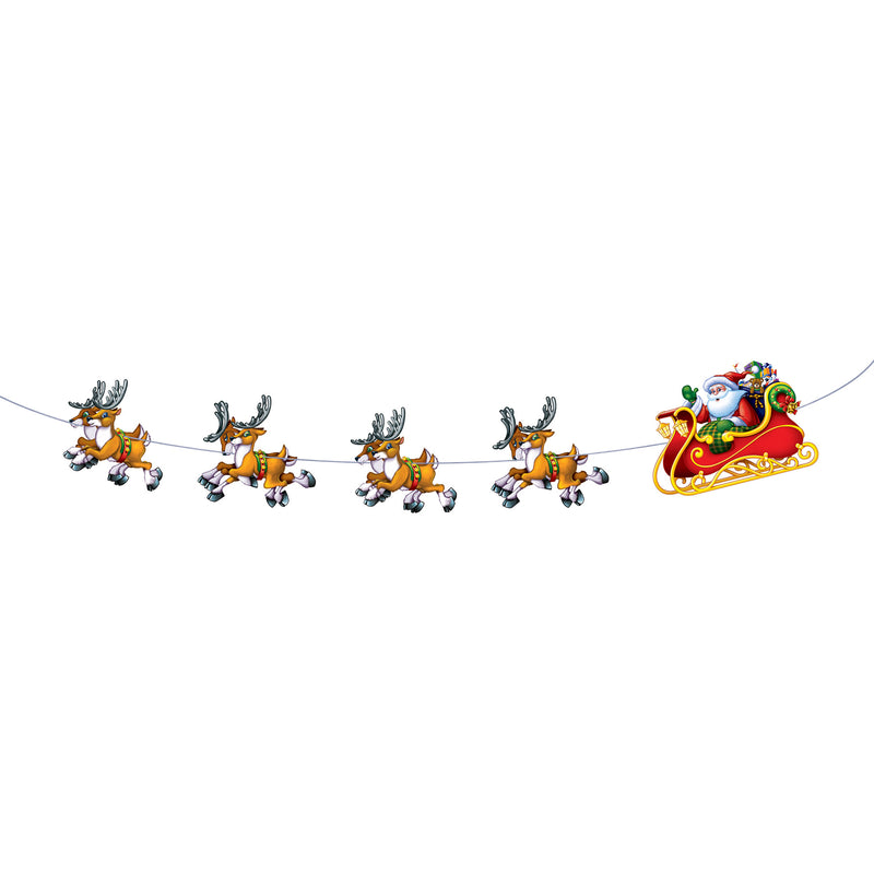 Santa & Sleigh Streamer – 8' – (1/Pkg)