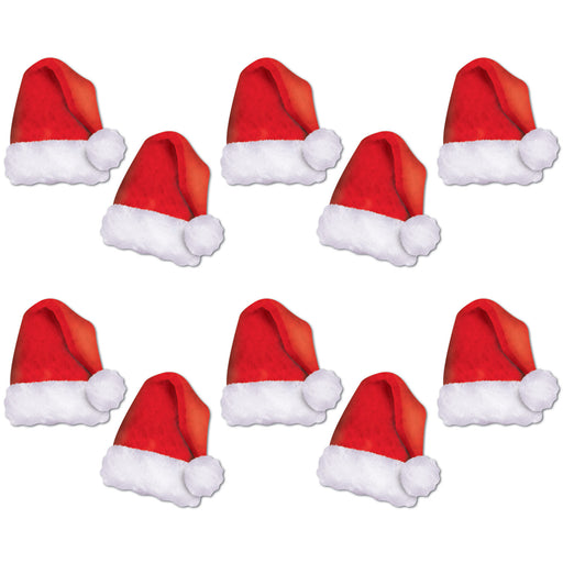 Mini Santa Hat Cutouts – 5" – (10/Pkg) by Beistle for Christmas/Winter Printed