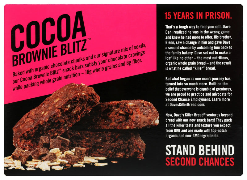 DAVES KILLER BREAD: Cocoa Brownie Blitz Snack Bars 4 Count, 7 oz