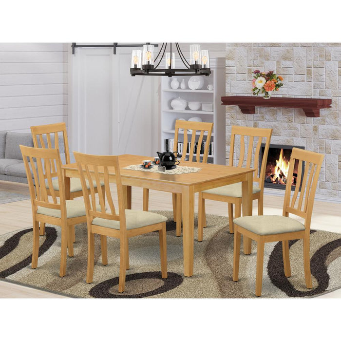 CAAN7-OAK-C 7 PC Dining room set - Small Kitchen Table and 6 Kitchen Dining Chairs