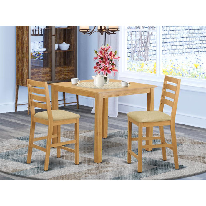 CAFE3-OAK-C 3 PC counter height Dining room set-pub Table and 2 counter height stool