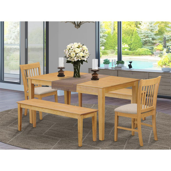 CANO5C-OAK-C 5 Pc Dining room set - Small Kitchen Table and 2 Dining Chairs with 2 benches