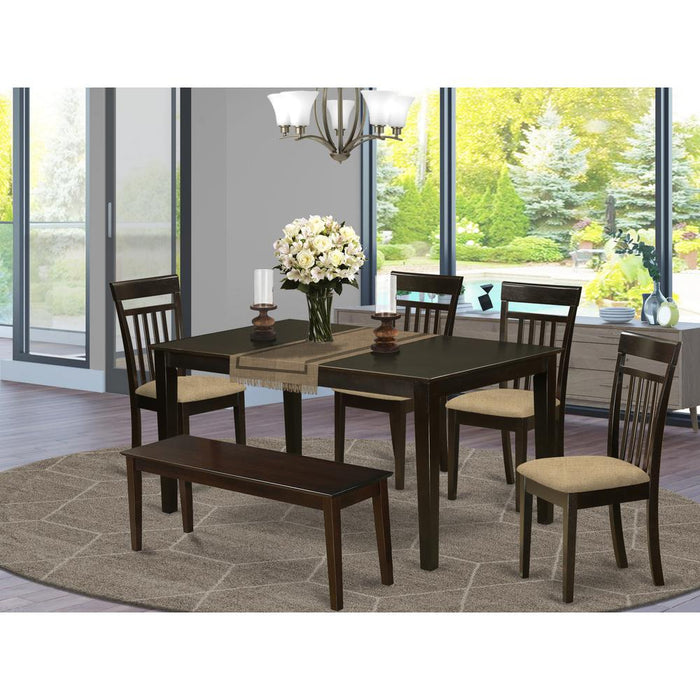 CAP6S-CAP-C 6 PC Dining room set-Top Kitchen Table and 4 Kitchen Chairs plus a bench