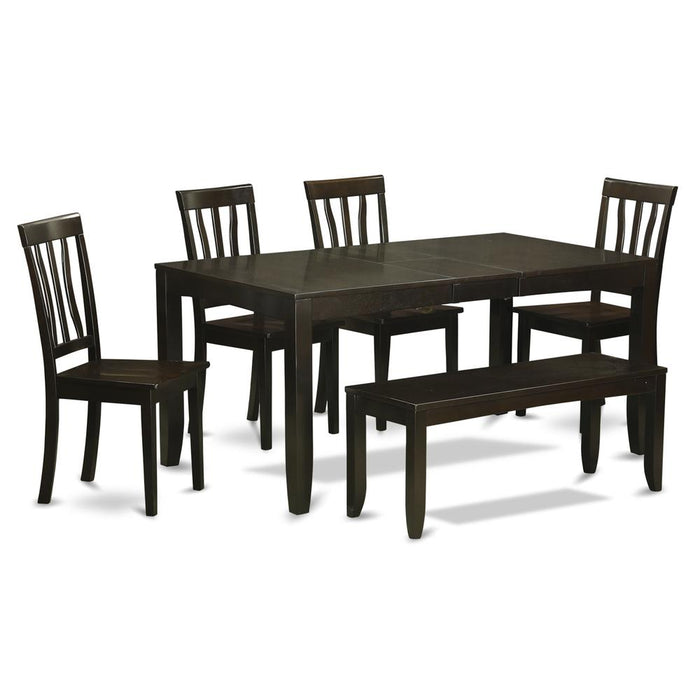 6  Pc  Kitchen  Table  with  bench-Table  with  Leaf  and  4  Dining  Chairs  and  Bench