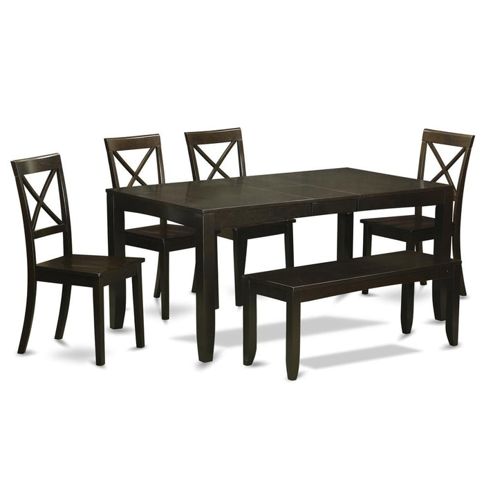 6  Pc  Dining  Table  with  bench-Dining  Table  and  4  Kitchen  Dining  Chairs  plus  Bench