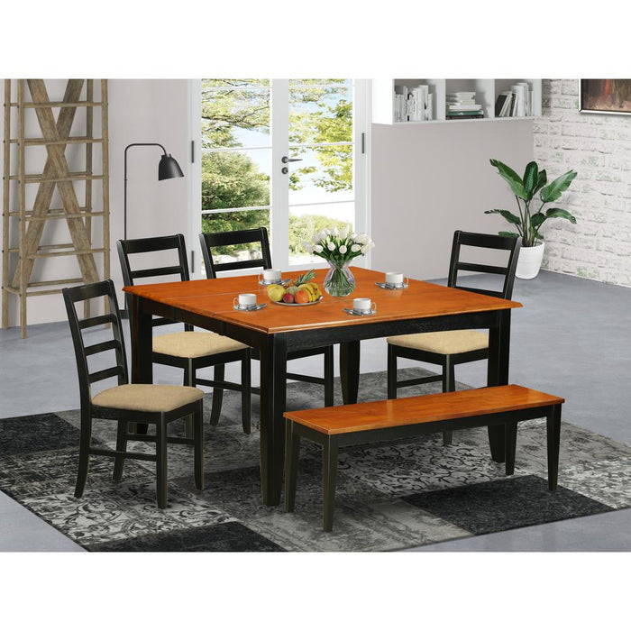 PARF6-BCH-C 6 PC Dining room set with bench-Kitchen Tables and 4 Dining Chairs Plus bench