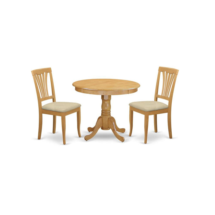 ANAV3-OAK-C 3 Pc Dining room set - Kitchen dinette Table and 2 Kitchen Dining Chairs